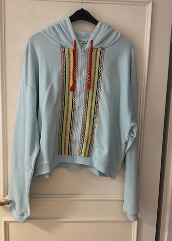 Les Benjamins Mavi Kapusonlu Renkli Seritli Sweatshirt