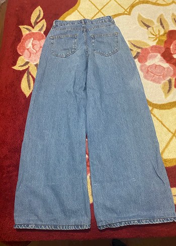 Kadın Açık Mavi Bol Kesim Midi Kot Pantolon - Görsel 2