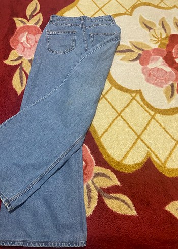 Kadın Açık Mavi Bol Kesim Midi Kot Pantolon - Görsel 3