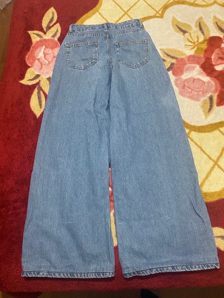 Kadın Açık Mavi Bol Kesim Midi Kot Pantolon - Görsel 2