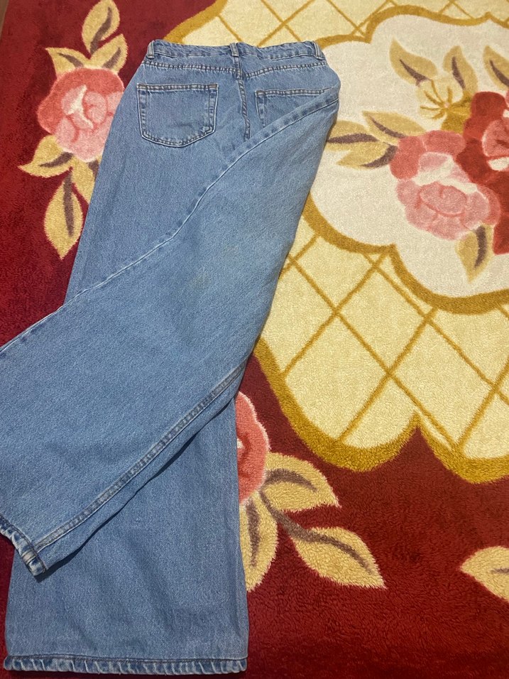 Kadın Açık Mavi Bol Kesim Midi Kot Pantolon - Görsel 3