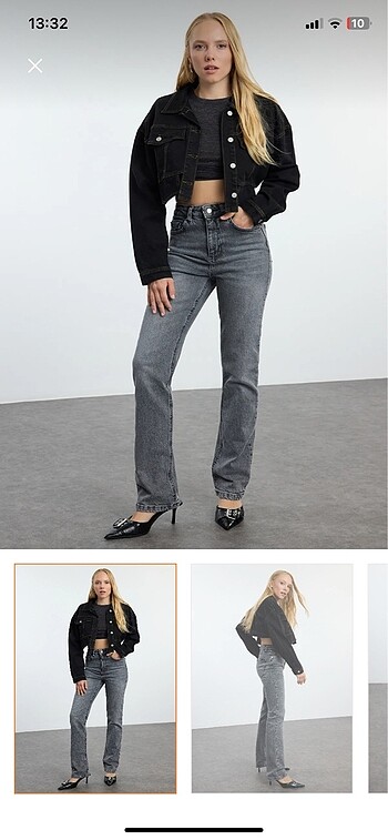 milla antrasit gri flare jean