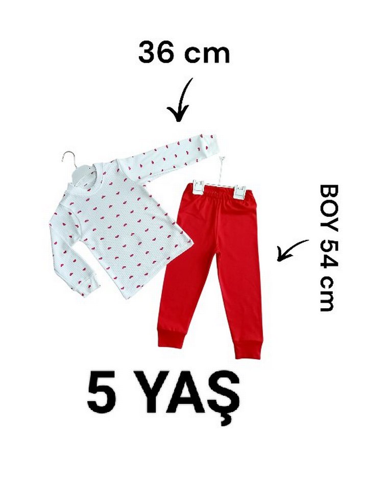 Baskılı Kırmızı Bebek Kız Takımı - Görsel 3