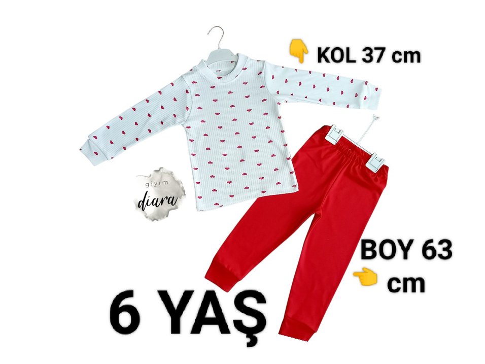 Kız Bebek Uzun Kollu Baskılı Kırmızı Takım - Görsel 3