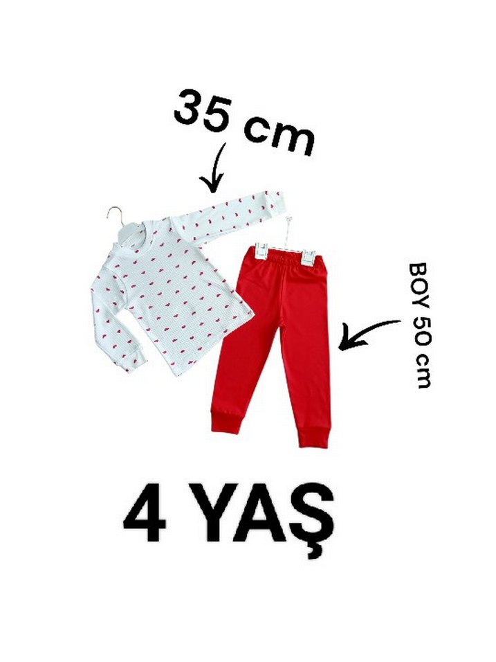 Kız Bebek Uzun Kollu Baskılı Kırmızı Takım - Görsel 3