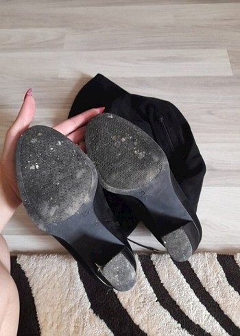38 Beden siyah Renk Siyah Diz Üstü İnce Topuklu Bot