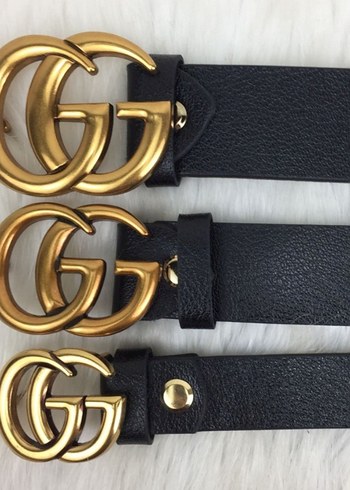 Gucci Gucci Siyah 2,5 cm Deri Kemer Altın tokali