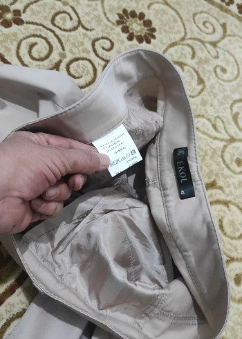 Bej Kadın Kumaş Pantolon Midi Boy - Görsel 6