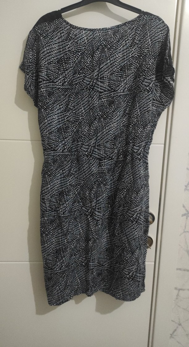 Bohem Gri Yılan Desenli Uzun Elbise - Görsel 2