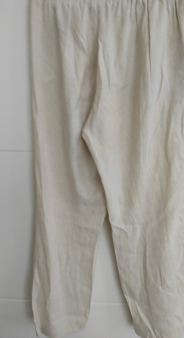 beli lastikli Bej Bohem Keten Pantolon - Görsel 4