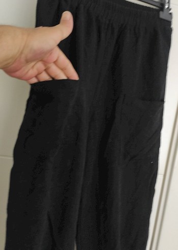 Kadın Siyah Keten Midi Pantolon - Görsel 2