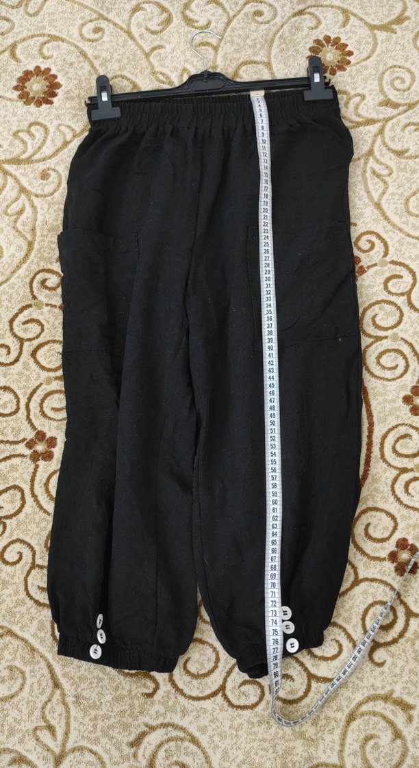 Kadın Siyah Keten Midi Pantolon - Görsel 5