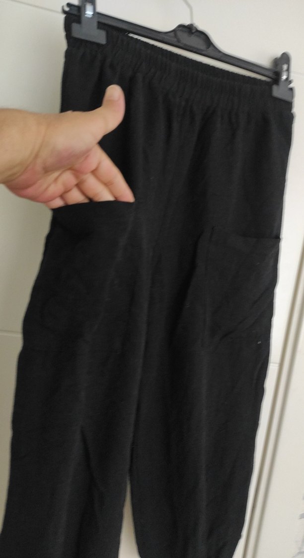 Kadın Siyah Keten Midi Pantolon - Görsel 2