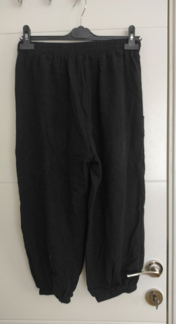 Kadın Siyah Keten Midi Pantolon - Görsel 4