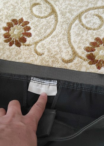 Kadın haki  Midi beli lastikli Kumaş Pantolon - Görsel 3