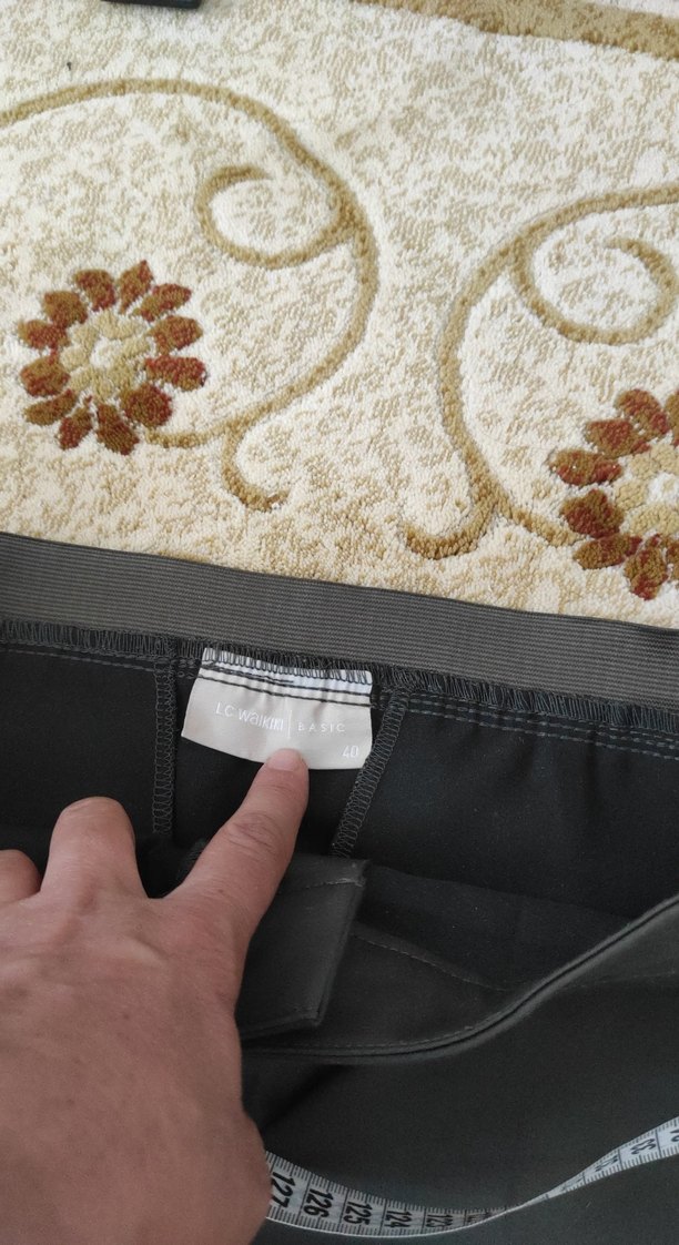 Kadın haki  Midi beli lastikli Kumaş Pantolon - Görsel 3