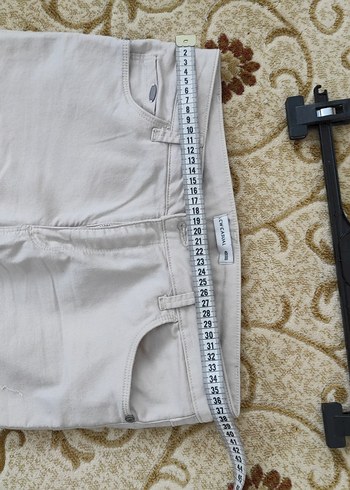 Kadın bej  Kemerli Midi likrali  Pantolon - Görsel 2