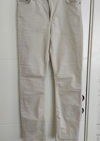 Kadın bej  Kemerli Midi likrali  Pantolon - Görsel 3