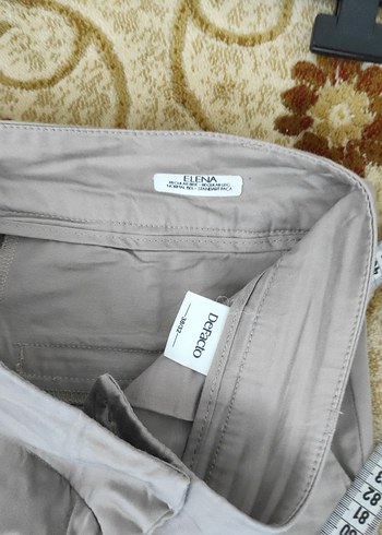 Bej Kadın Keten Kumaş Pantolon - Görsel 5