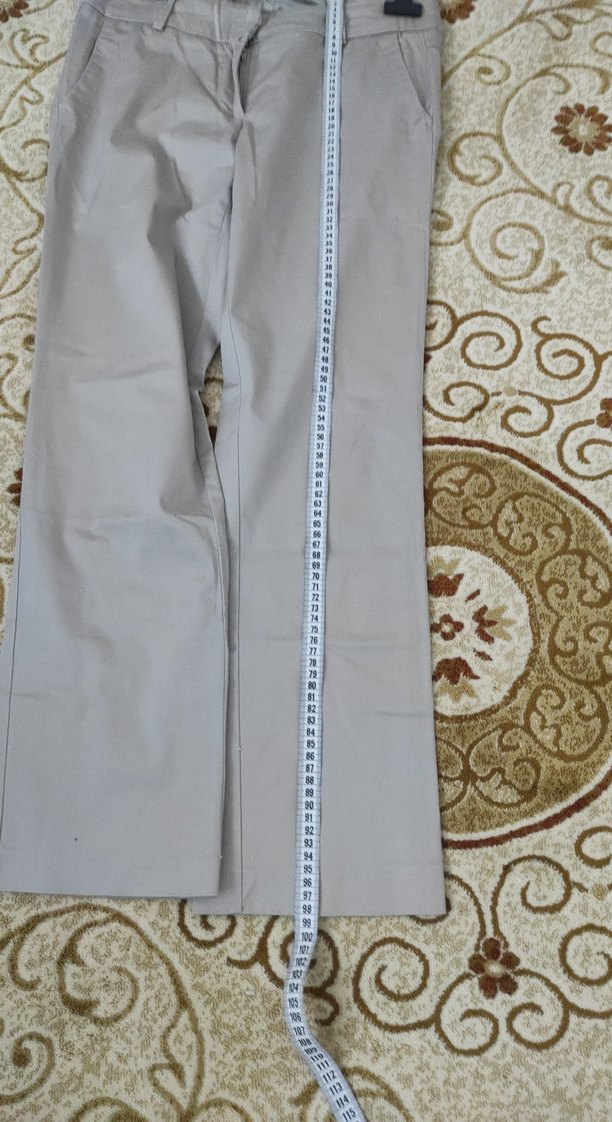 Bej Kadın Keten Kumaş Pantolon - Görsel 3