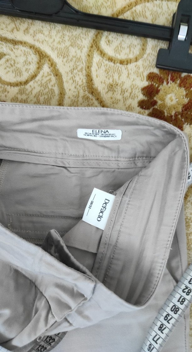 Bej Kadın Keten Kumaş Pantolon - Görsel 5