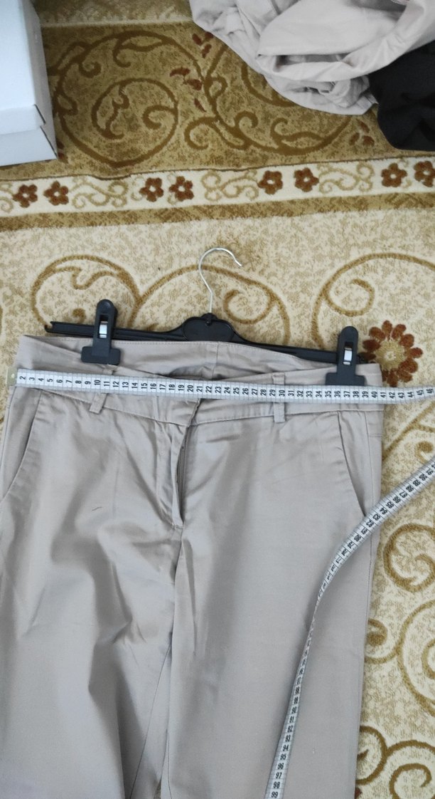 Bej Kadın Keten Kumaş Pantolon - Görsel 4