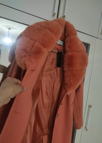 Kahverengi Kürklü Uzun Kadın Kaban - Görsel 3