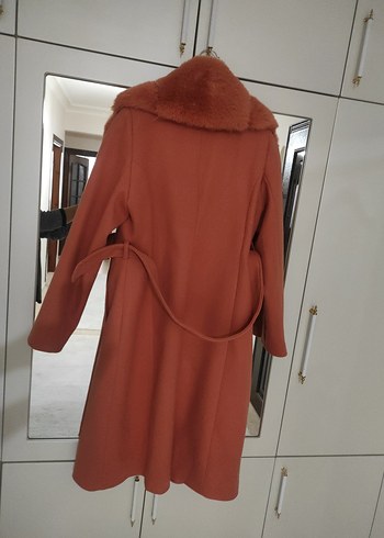 Kahverengi Kürklü Uzun Kadın Kaban - Görsel 4