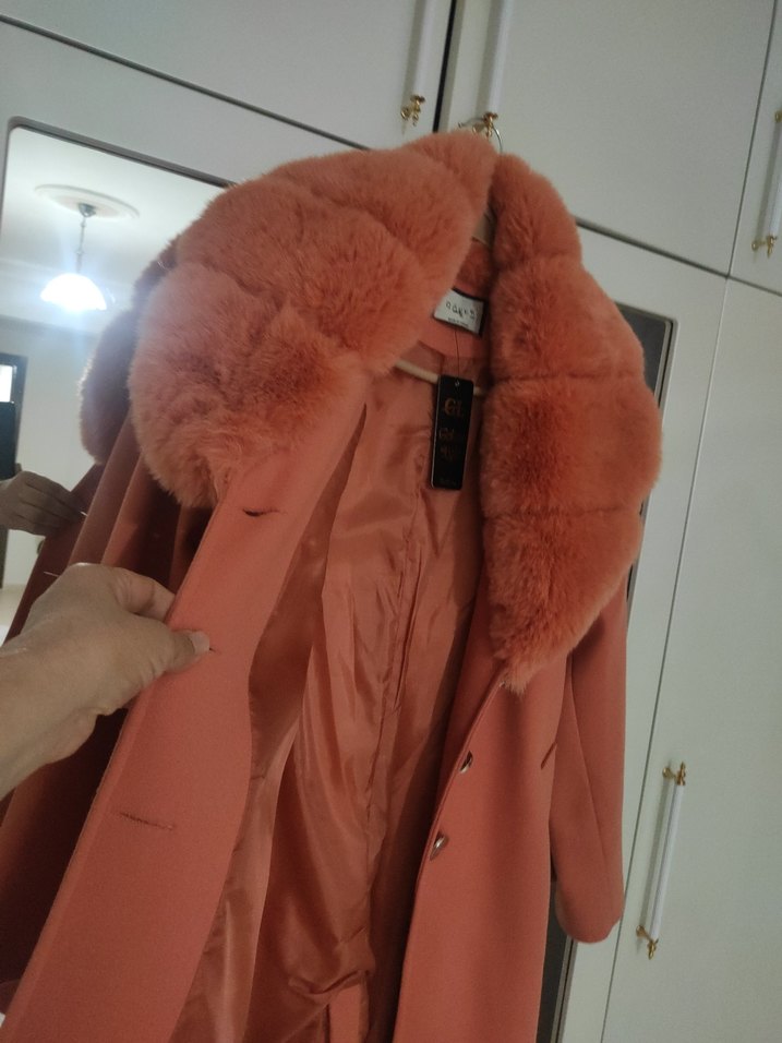 Kahverengi Kürklü Uzun Kadın Kaban - Görsel 3