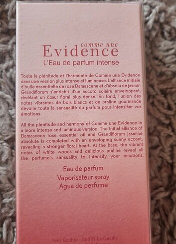  Beden Yves Rocher Evidence parfum 50 ml Orjinal ambalajlı kutu.