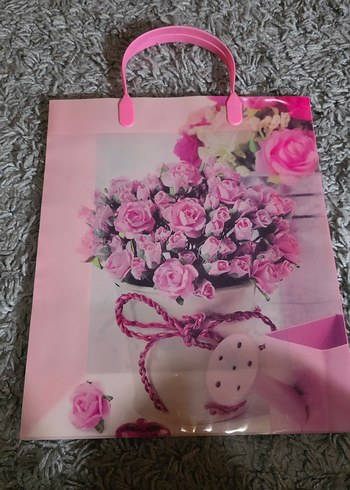 Çiçek Baskılı Pembe Kadın Tote Çanta - Görsel 2