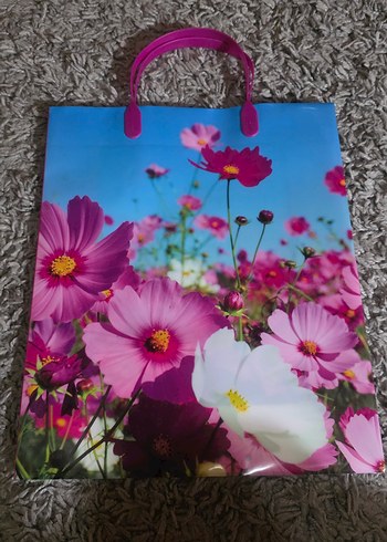 Çiçek Baskılı Pembe Kadın Tote Çanta - Görsel 4