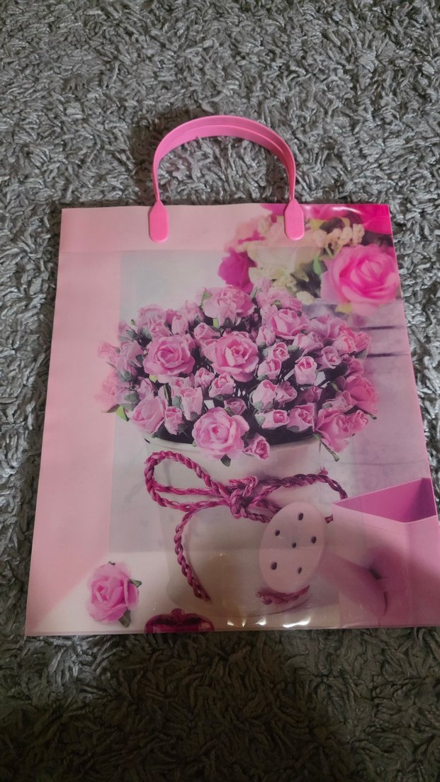 Çiçek Baskılı Pembe Kadın Tote Çanta - Görsel 2