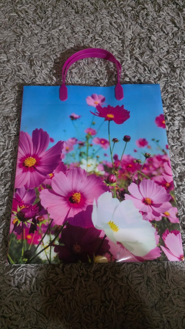 Çiçek Baskılı Pembe Kadın Tote Çanta - Görsel 4