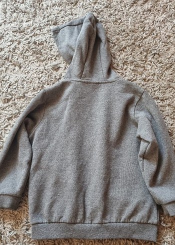 Erkek Çocuk Gri Kapüşonlu Fermuarlı Sweatshirt - Görsel 4