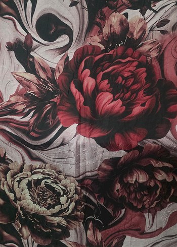 Bordo Çiçek Desenli Bambu Kraş Şal - Görsel 2