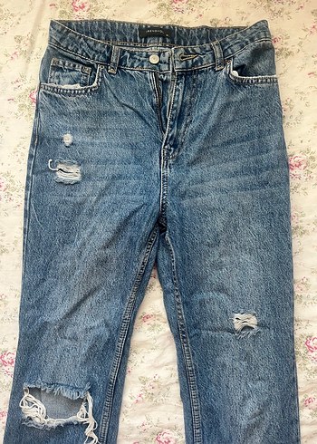Trendyol & Milla Düğmeli Gri Midi Denim Kadın Jean