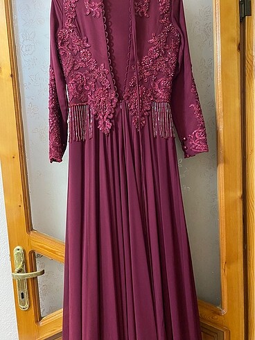 38 Beden bordo Renk Şifon abiye