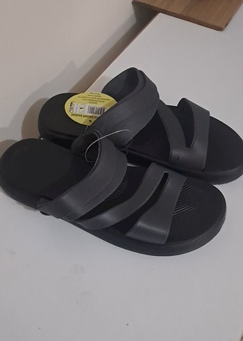 Erkek Siyah Bantlı Kauçuk Sandalet - Görsel 2