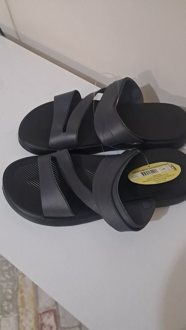 Erkek Siyah Bantlı Kauçuk Sandalet - Görsel 3