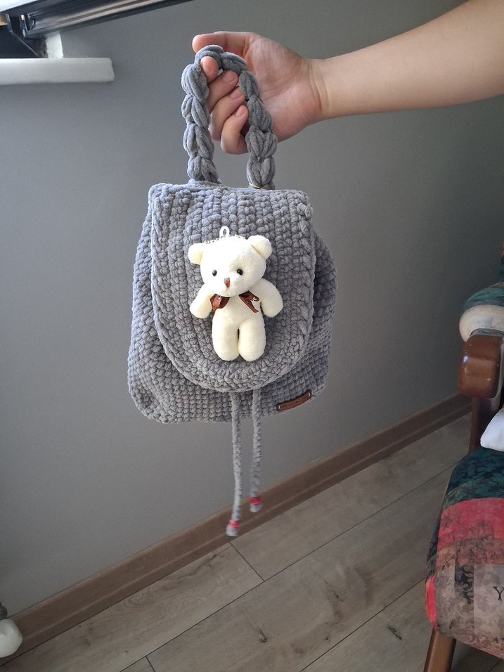 Gri Nakışlı Sırt Çantası - Görsel 3