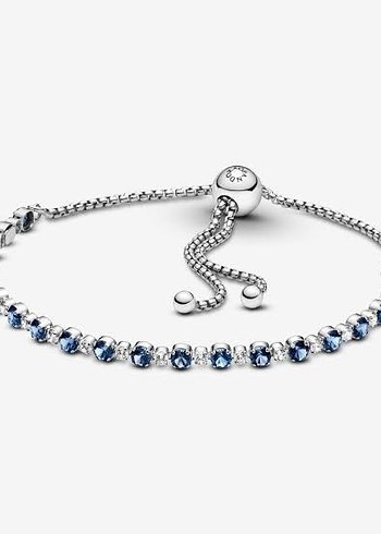 Pandora Zincir Detaylı Mavi Taşlı Bileklik
