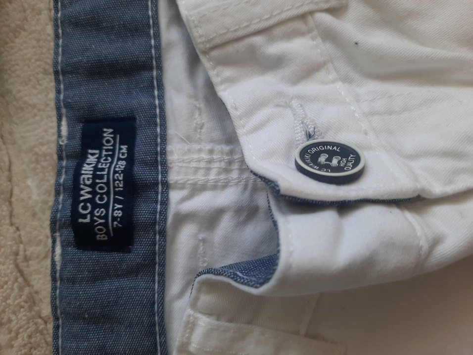 Düğmeli Bebek Erkek Gömlek ve Beyaz Pantolon Seti - Görsel 3