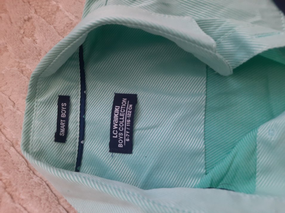 Düğmeli Bebek Erkek Gömlek ve Beyaz Pantolon Seti - Görsel 2