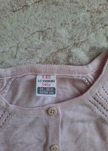 Kız Bebek Bej Düğmeli Triko Hırka - Görsel 2