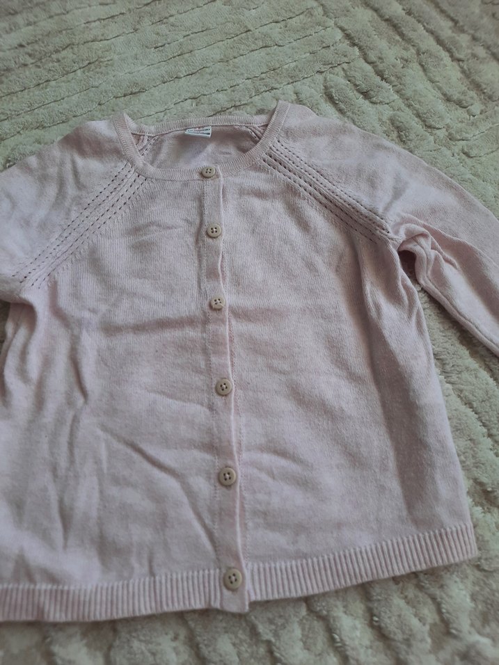 Kız Bebek Bej Düğmeli Triko Hırka - Görsel 3