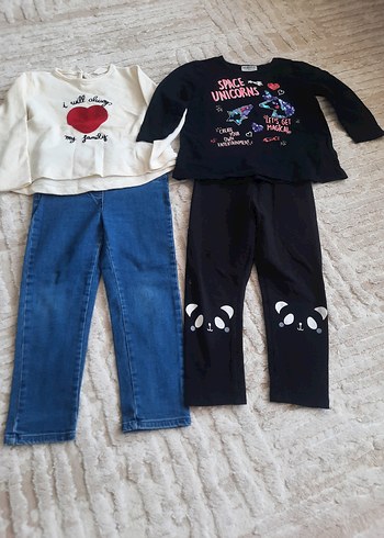 Kız Çocuk Siyah Baskılı Denim Sweatshirt ve Pantolon - Görsel 7