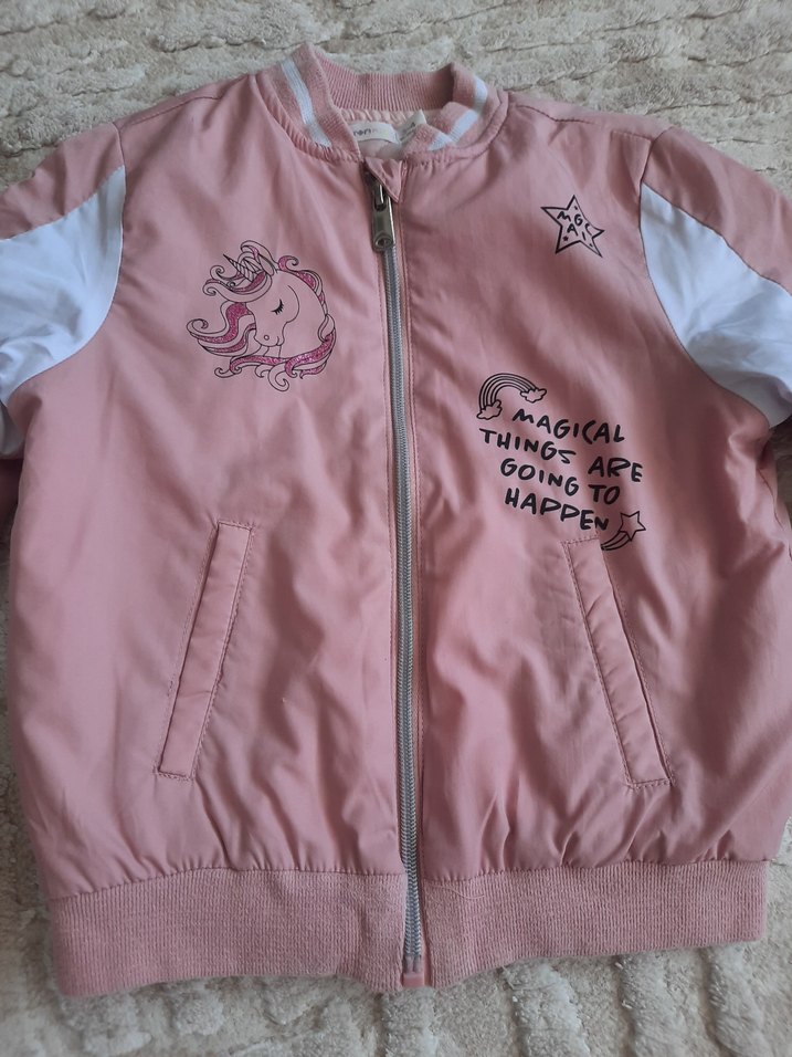 Kız Çocuk Pembe Nakışlı Fermuarlı Ceket - Görsel 3