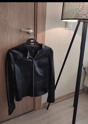 Siyah Deri Biker Ceket