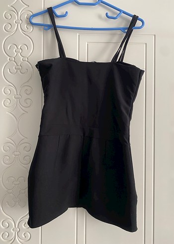 Diğer Siyah Strappy Mini Tulum